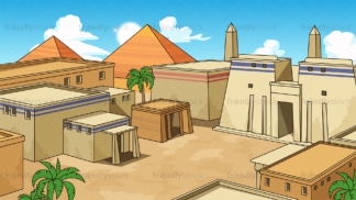 Oude Egyptische stad achtergrond在16:9 beeldverhouding。PNG - JPG矢量EPS-bestandsindelingen (oneindig schaalbaar)。