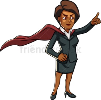 Schwarze Geschäftsfrau des Superhelden。PNG - JPG和Vektor-EPS-Dateiformate (unendlich skalierbar)。图片(Bild auf transparentem)