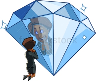 Schwarze Frau verliebt在einen Diamanten。PNG - JPG和Vektor-EPS-Dateiformate (unendlich skalierbar)。图片(Bild auf transparentem)