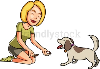 女人和狗在一起玩。PNG - JPG和矢量EPS文件格式(无限可扩展)。图像隔离在透明背景上。