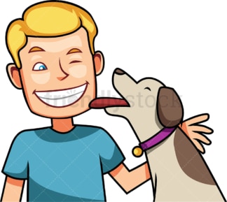 爱狗亲吻他的主人。PNG - JPG和矢量EPS文件格式(无限扩展)。图像隔离在透明背景上。