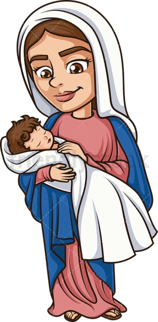 圣母玛利亚和婴儿耶稣基督。PNG - JPG和矢量EPS(无限可扩展)。