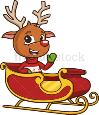 圣诞老人雪橇上的驯鹿。PNG - JPG和矢量EPS(无限可扩展)。