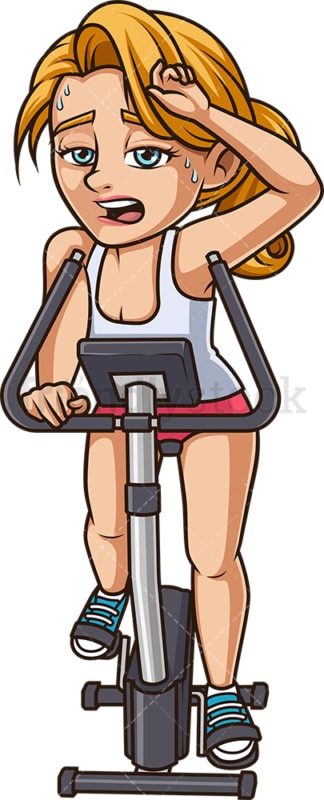 女人在锻炼自行车出汗。PNG - JPG和矢量EPS(无限扩展)。