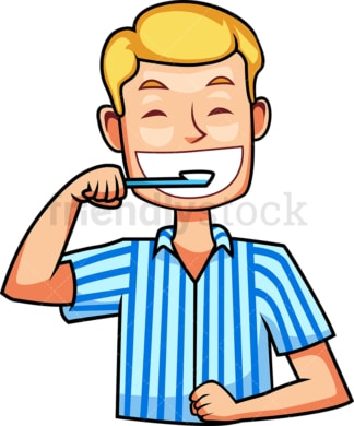 白人男子正在刷牙。PNG - JPG和矢量EPS文件格式(无限可扩展)。图像隔离在透明背景上。