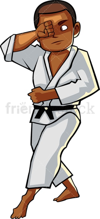 Zwarte kerel die karate doet。PNG - JPG矢量EPS-bestandsindelingen (oneindig schaalbaar)。Afbeelding geïsoleerd op transparenante achtergrond。
