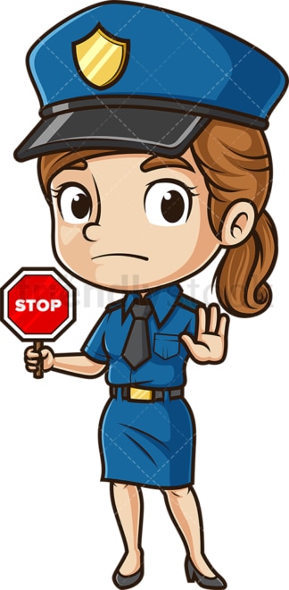 可爱的女警停车标志。PNG - JPG和矢量EPS(无限可扩展)。