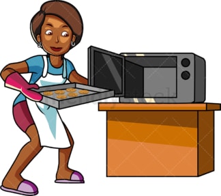 黑人妇女在做家庭饼干。PNG - JPG和矢量EPS文件格式(无限扩展)。图像隔离在透明背景上。