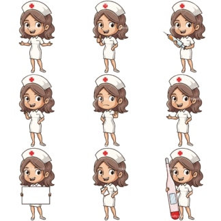 卡通的护士。PNG - JPG和无限可扩展矢量EPS -白色或透明背景。