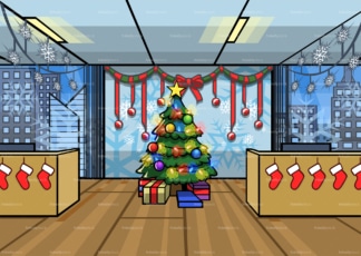 圣诞装饰的办公室背景。PNG - JPG和矢量EPS文件格式(无限扩展)。图像隔离在透明背景上。