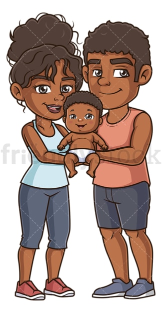 黑人父母带着孩子。PNG - JPG和矢量EPS(无限可扩展)。