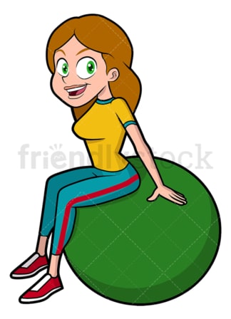 女人用健身球做普拉提。PNG - JPG和矢量EPS文件格式(无限扩展)。图像隔离在透明背景上。