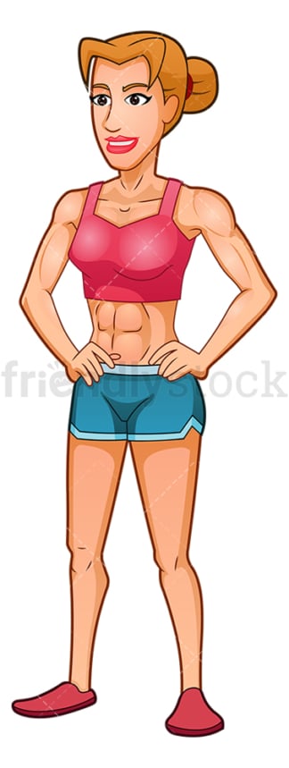 健身女子炫耀肌肉发达的身体。PNG - JPG和矢量EPS(无限扩展)。