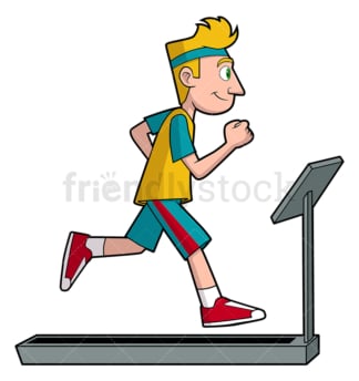 男人在跑步机上跑步。PNG - JPG和矢量EPS文件格式(无限扩展)。图像隔离在透明背景上。