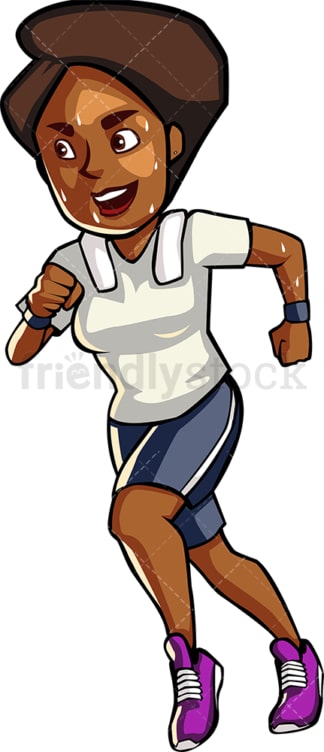 一个黑人妇女在慢跑。PNG - JPG和矢量EPS文件格式(无限扩展)。在透明背景上隔离图像。