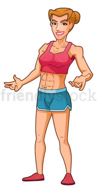 自信的女健美运动员炫耀肌肉。PNG - JPG和矢量EPS(无限扩展)。