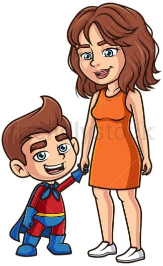 妈妈带着穿着超级英雄服装的孩子。PNG - JPG和矢量EPS(无限可扩展)。