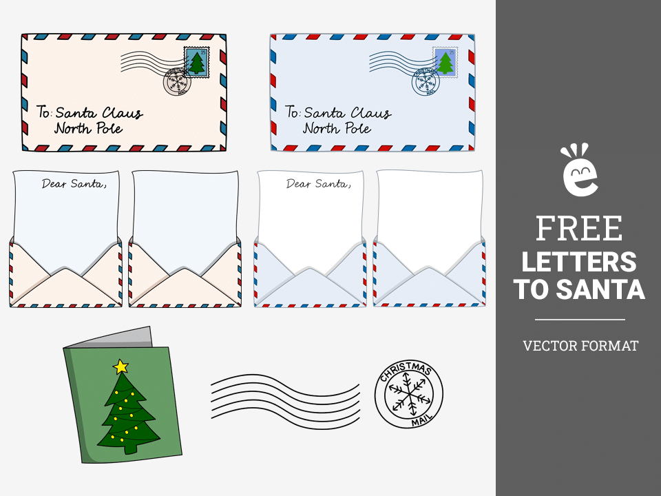寄给圣诞老人的信件——免费矢量图形