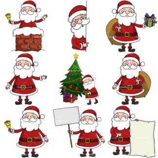 快乐的圣诞老人矢量束。PNG - JPG和无限可伸缩的矢量EPS -白色或透明的背景。