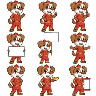 中国新年的卡通人物狗。PNG - JPG和无限可扩展矢量EPS -白色或透明背景。