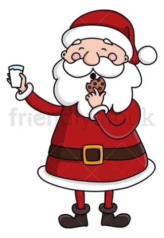 圣诞老人拿着牛奶吃饼干。PNG - JPG和矢量EPS(无限扩展)。