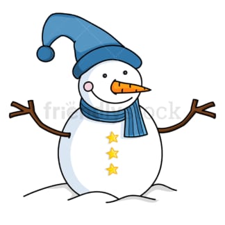戴着蓝色圣诞帽的雪人。PNG - JPG和矢量EPS文件格式(无限可扩展)。图像隔离在透明背景上。