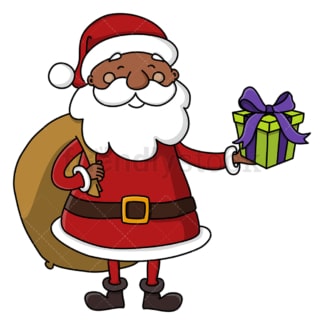 黑色圣诞老人手持礼物。PNG - JPG和矢量EPS(无限可扩展)。