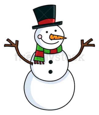 戴帽子和圣诞围巾的雪人。PNG - JPG和矢量EPS文件格式(无限可扩展)。图像隔离在透明背景上。