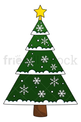 用雪花装饰的圣诞树。PNG - JPG和矢量EPS(无限扩展)。
