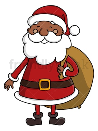 黑色圣诞老人背着礼物袋。PNG - JPG和矢量EPS(无限可扩展)。