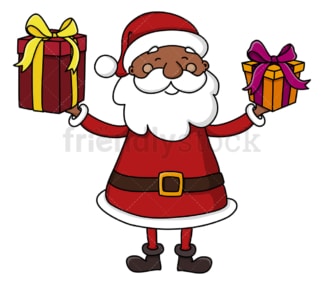 黑色圣诞老人拿着礼物。PNG - JPG和矢量EPS(无限可扩展)。