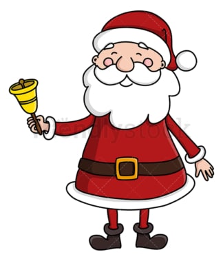 可爱的圣诞老人敲响了圣诞钟声。PNG - JPG和矢量EPS(无限扩展)。