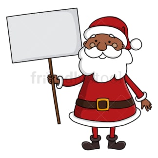 黑色的圣诞老人举着空的牌子。PNG - JPG和矢量EPS(无限可扩展)。