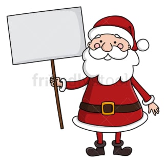 圣诞老人举着空牌子。PNG - JPG和矢量EPS(无限扩展)。