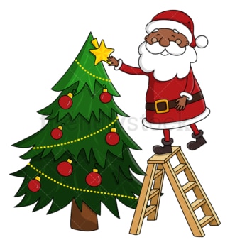 黑色圣诞老人装饰圣诞树。PNG - JPG和矢量EPS(无限可扩展)。