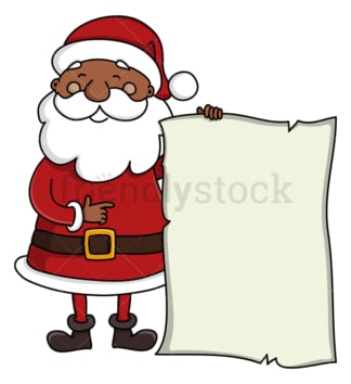 黑色圣诞老人拿着空白的莎草纸。PNG - JPG和矢量EPS(无限可扩展)。