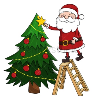 圣诞老人装饰圣诞树。PNG - JPG和矢量EPS(无限扩展)。