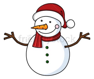 微笑的雪人戴着圣诞老人的帽子。PNG - JPG和矢量EPS文件格式(无限可扩展)。图像隔离在透明背景上。