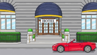 花式酒店入口背景16:9纵横比。PNG - JPG和矢量EPS文件格式(无限扩展)。