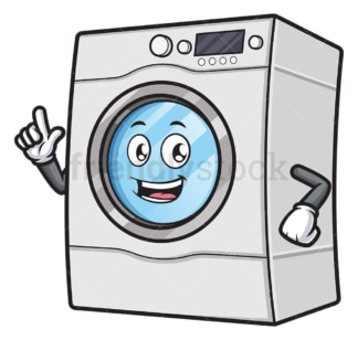 快乐的洗衣机指向上方。PNG - JPG和矢量EPS(无限可扩展)。