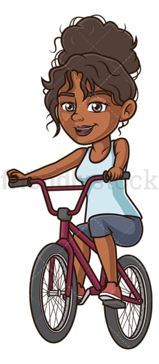 骑小轮自行车的黑人妇女。PNG - JPG和矢量EPS(无限扩展)。