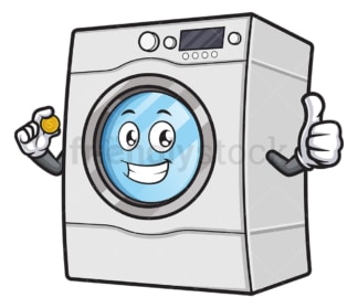洗衣机装硬币。PNG - JPG和矢量EPS(无限扩展)。