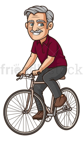 骑着老式自行车的老人。PNG - JPG和矢量EPS(无限缩放)。