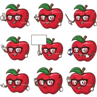 卡通人物苹果老师。PNG - JPG和无限可伸缩的矢量EPS -白色或透明的背景。