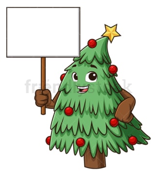 挂着空白标牌的圣诞树。PNG - JPG和矢量EPS(无限扩展)。