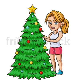 高加索妇女装饰圣诞树。PNG - JPG和矢量EPS(无限扩展)。
