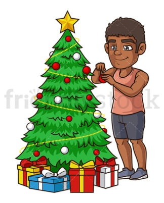 黑人装饰圣诞树。PNG - JPG和矢量EPS(无限扩展)。