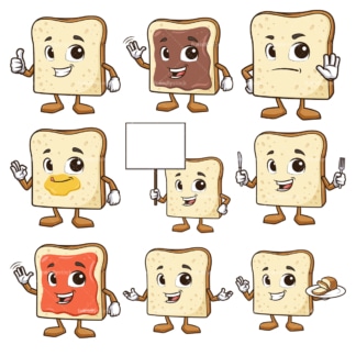 烤面包的角色。PNG - JPG和无限可伸缩的矢量EPS -在白色或透明的背景。