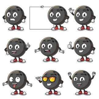 Bowling-Kugel-Cartoon-Figur。PNG - JPG和unendlich skalierberer矢量EPS - auf weißem oder transparent Hintergrund。