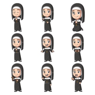基督教修女。PNG - JPG和无限可伸缩的矢量EPS -白色或透明的背景。